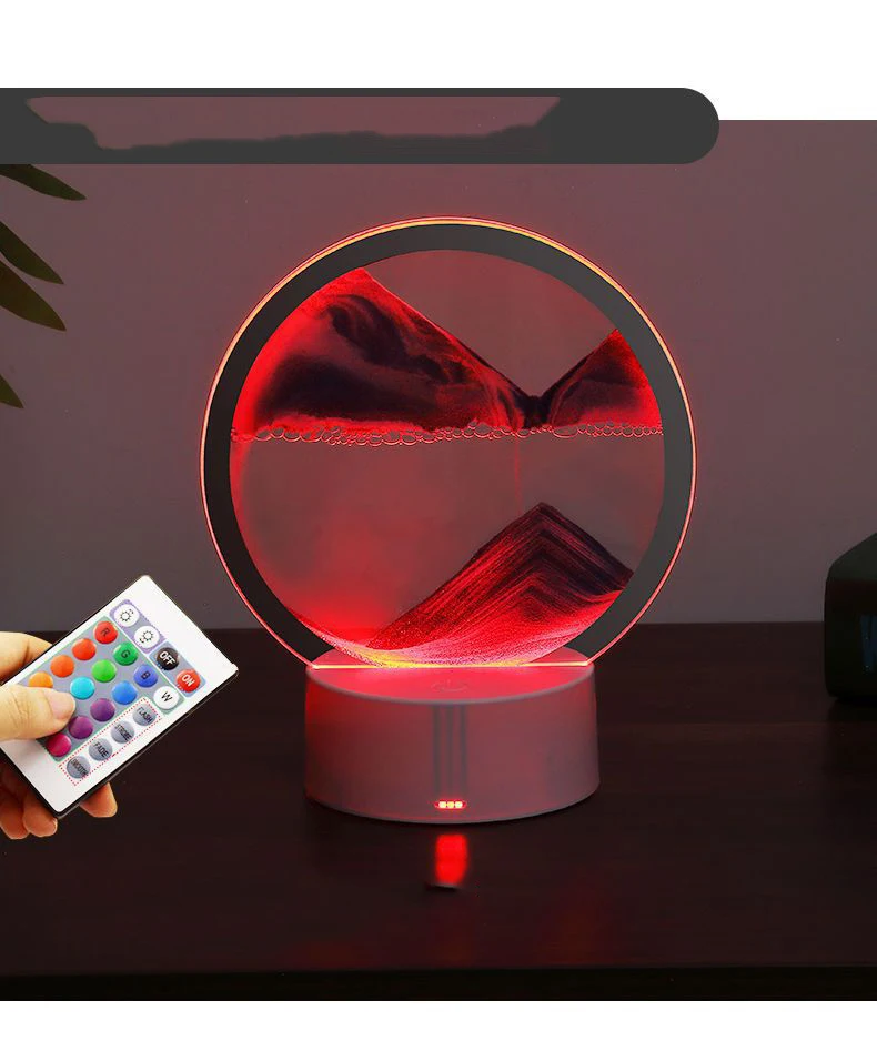 3D LED Table Lamp, Night Light with Base, Beside Lamp with Dynamic Quicksand Painting, for Bedroom, Office, and Home Decor