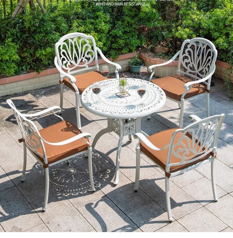 restaurant aluminium outdoor patio table chair set cast iron garden table and chairs