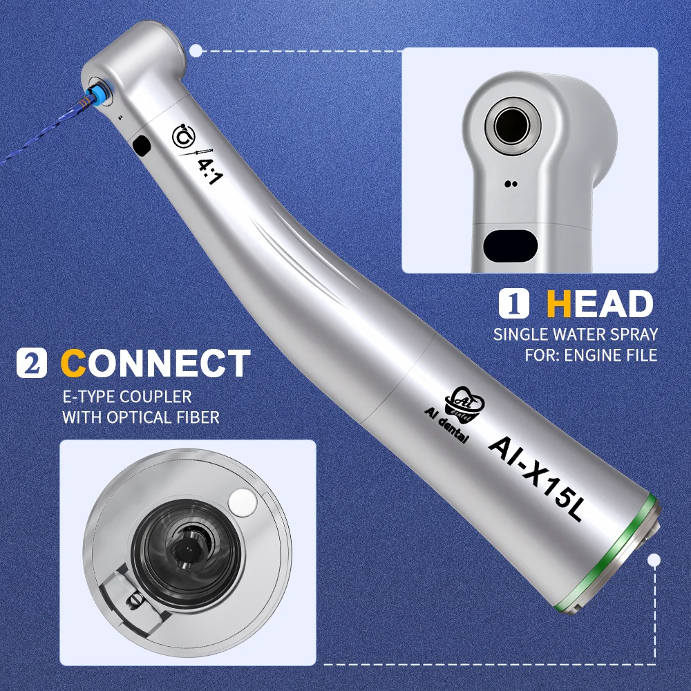 AI-X15L 4:1 Reduction Optical Single Spray  For CA burs (2.35) contra angle Endodontic Handpiece Max Speed: 10,000 min-1