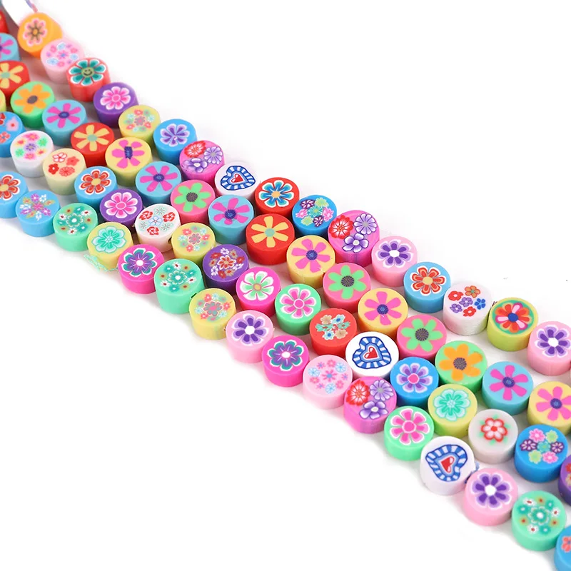 10mm Mixed Color Smiling Face Soft Pottery Slice Bracelet Beaded Materials Crafts Accessories Loose Beads Polymer Clay Flower