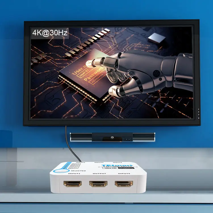 TESmart 5 Ports HDMI Switch Support 4K@60Hz Auto Manual Mode input Source Automatic Detection Video HDMI Selector