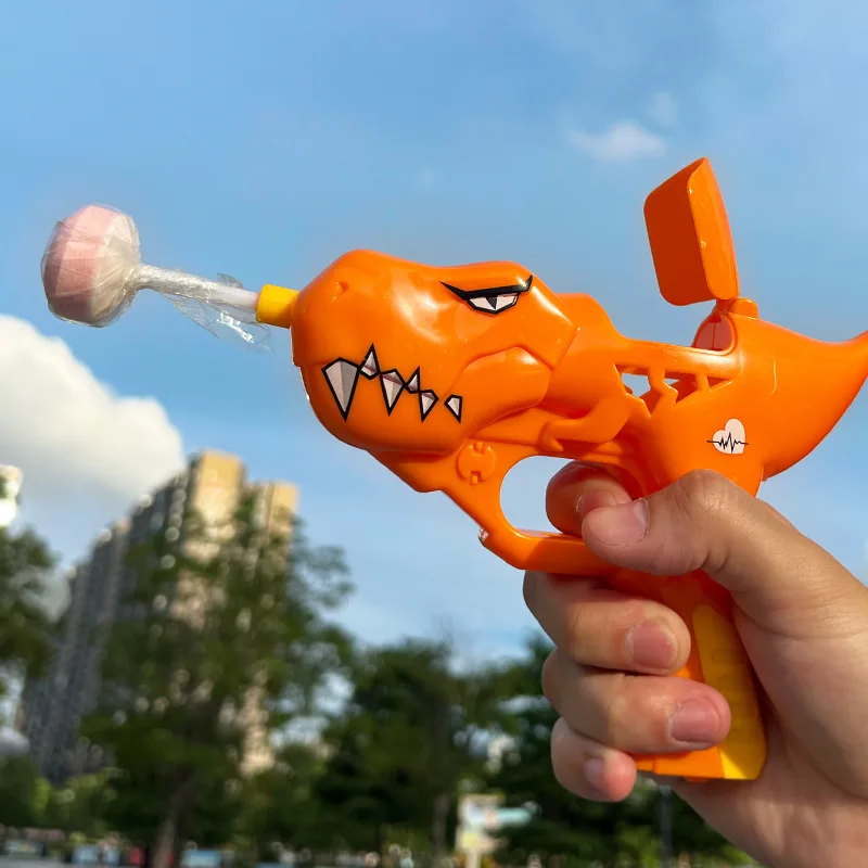 Wholesale cheap dinosaur lolly hard candy gun toys diy lollipop gun