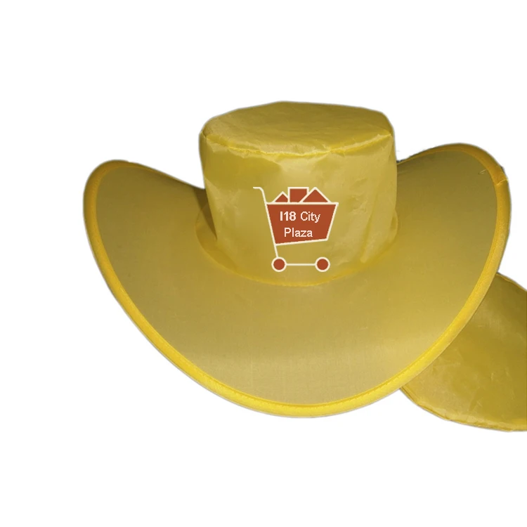 Custom Printed Portable Foldable Polyester Hat Pop-up Folding Hats Outdoor Beach Sun Cowboy Hat for Promotional Advertising Gift
