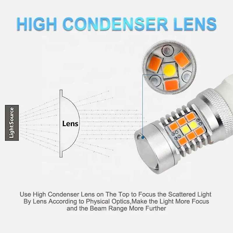 lkt T20 3157 7443 Dual color Led Turn Signal Light White amber 42smd 2835 Day Running light 12V switchback led