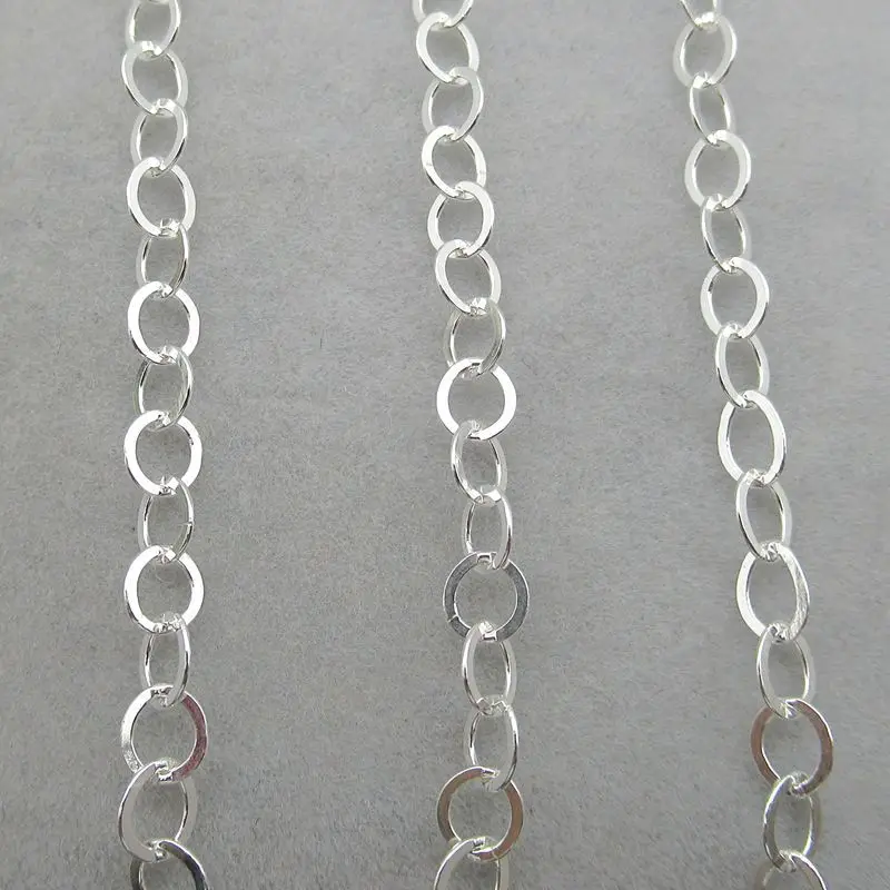 Wholesale 3.6MM Sterling Silver Necklace Chain Link O Shape Chains for Jewelry Making Sterling 925 Silver Chain Roll
