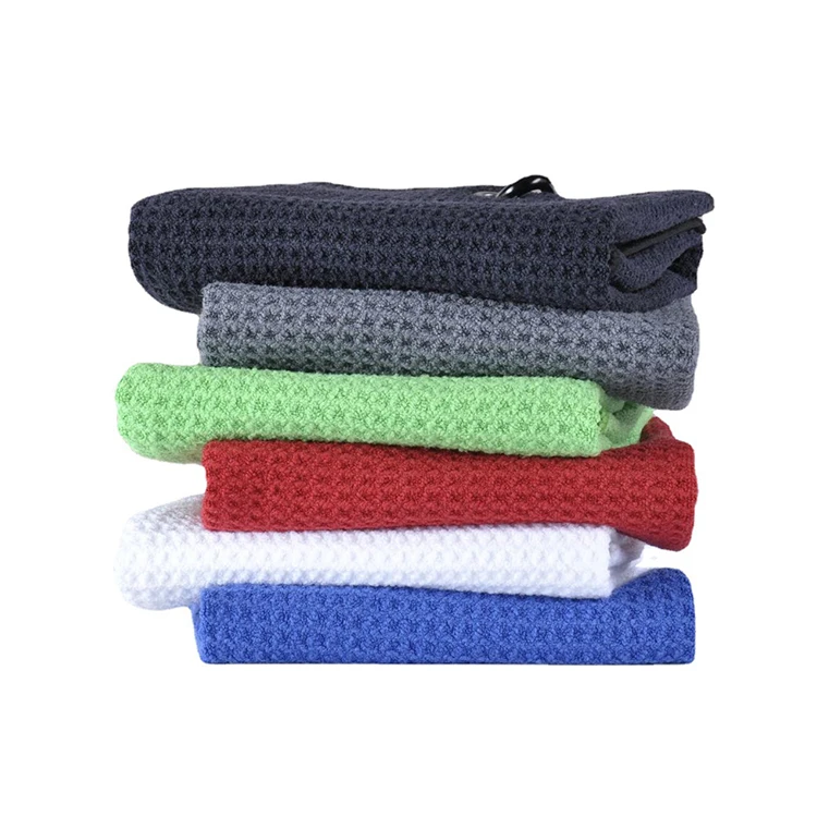 Hot Sale Design Logo Printed Super Absorbent Microfiber Waffle Weave Magnetic Golf Towel