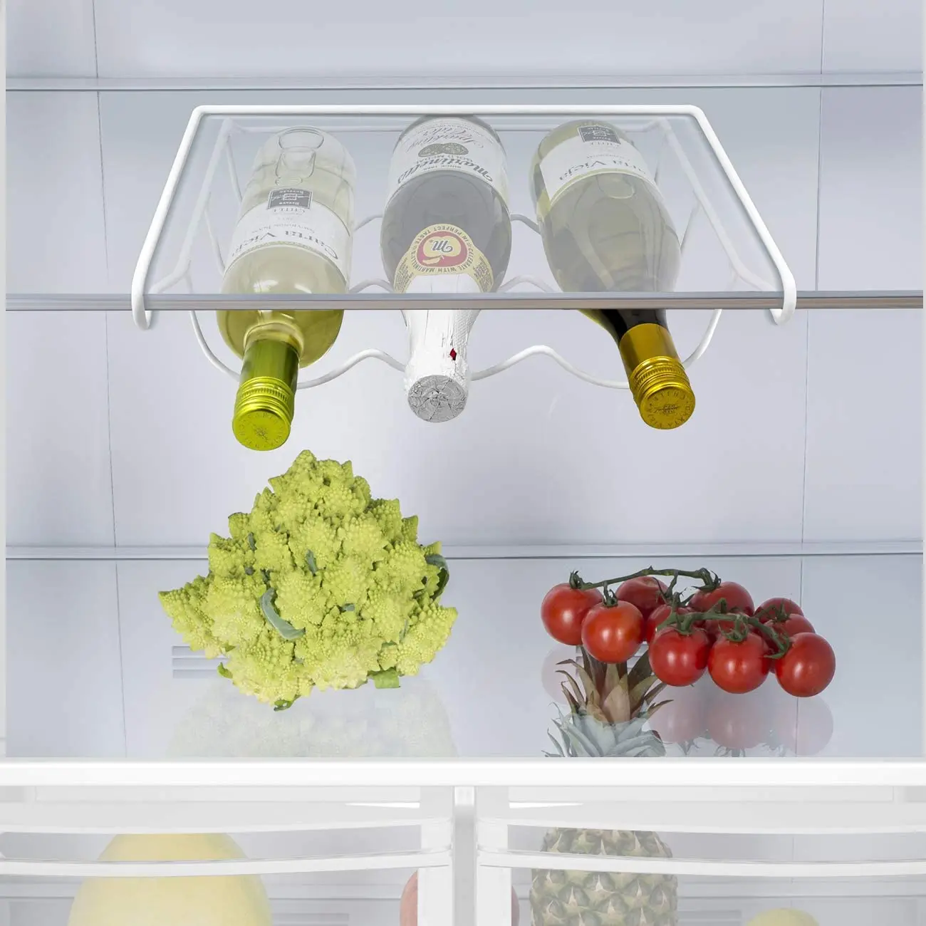 Double-Tier Metal Refrigerator Holder Standing Type Fridge Bottle Rack for 3 Bottles Beer or Wine