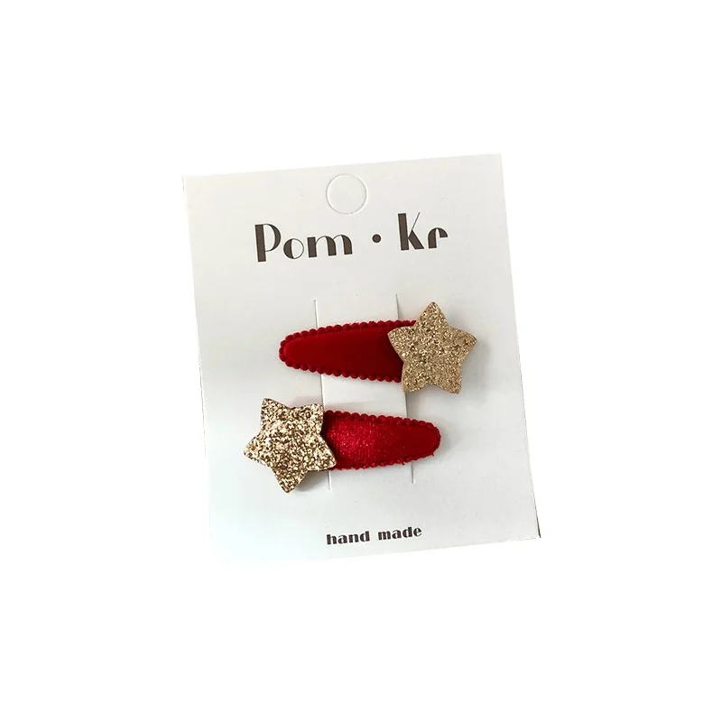 Cute fashion Kids Plush Fabric BB Clip Shining Glitter Stars Shape Kids Hair Clips Girl Bangs Hair Edge Clip