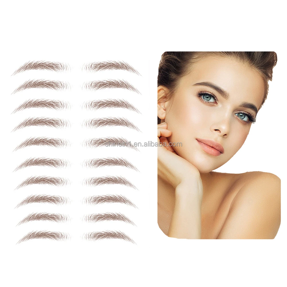 Hot 3D 4D Nature False Eyebrows Hair-like Temporary Eyebrow Tattoos Sticker Luxury PU Customized Packaging OEM & ODM 50 Pcs