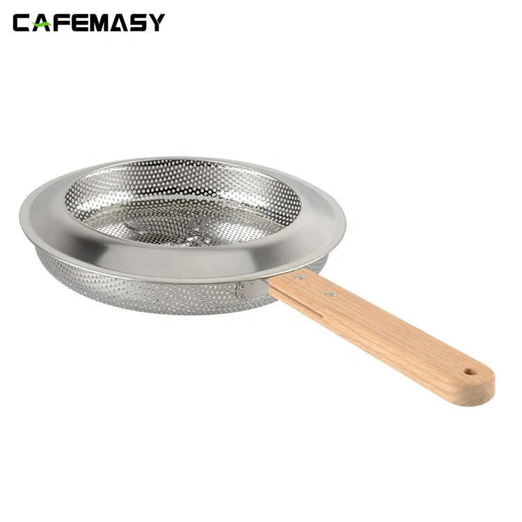 Cafemasy Korean Style Stainless Steel Coffee Roaster Bean Net With Wood Handle Coffee Bean Baking Cage