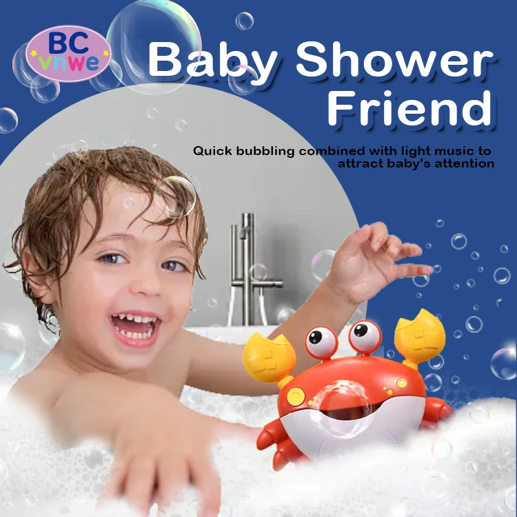 Hot Crawling Crab Baby Bath Toy Funny Bubble Machine with Automatic Soap Maker and Music Made of Plastic and Water