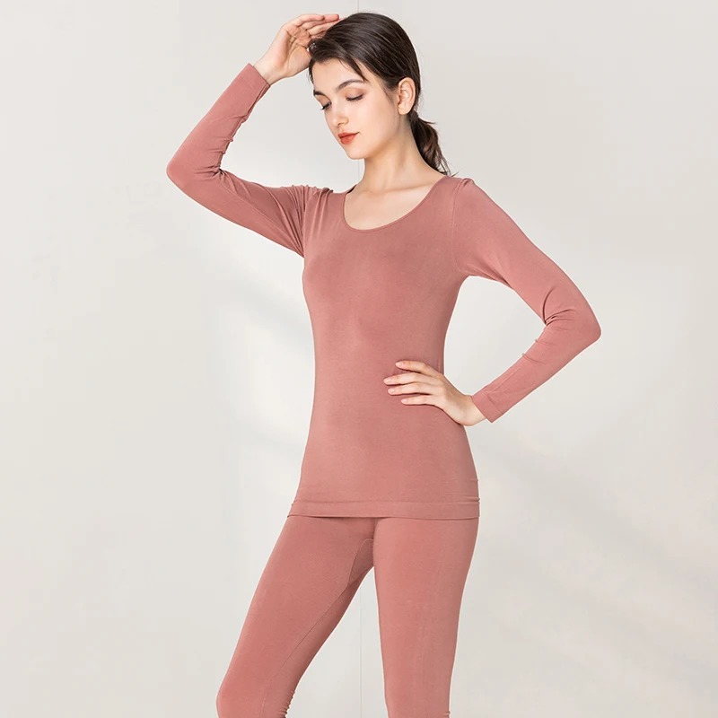 2021 new  low price round neck  women thin thermal underwear bottom  sleepwear set winter inner clothes