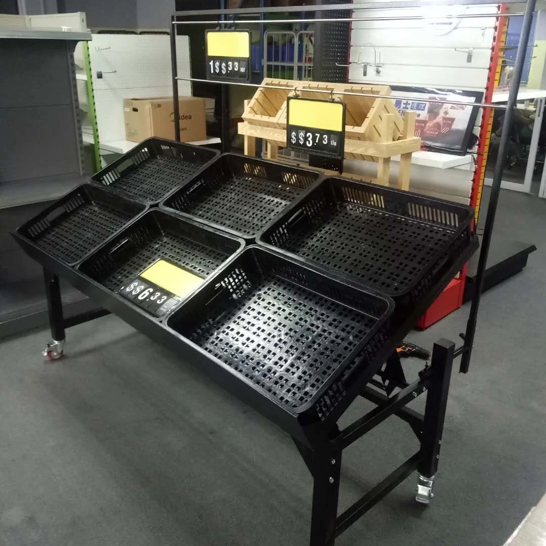 Supermarket vegetable and fruit display rack for store