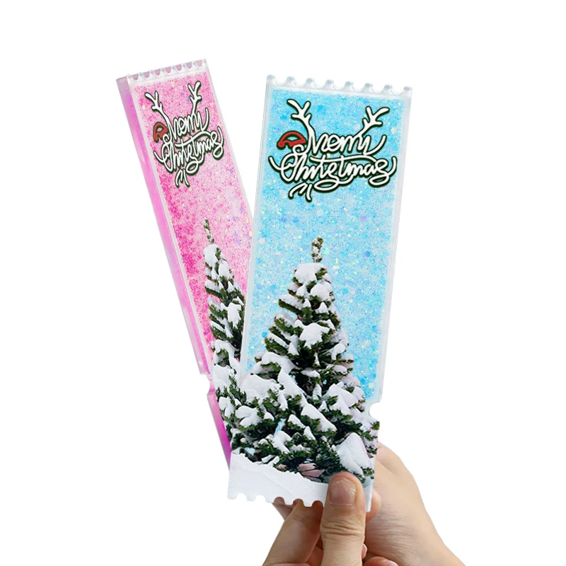 Customized christmas tree Animation quicksand Ticket Liquid Acrylic Quick Sand Gifts Crafts