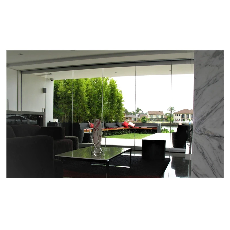 panoramic stacking folding door frameless glass wall