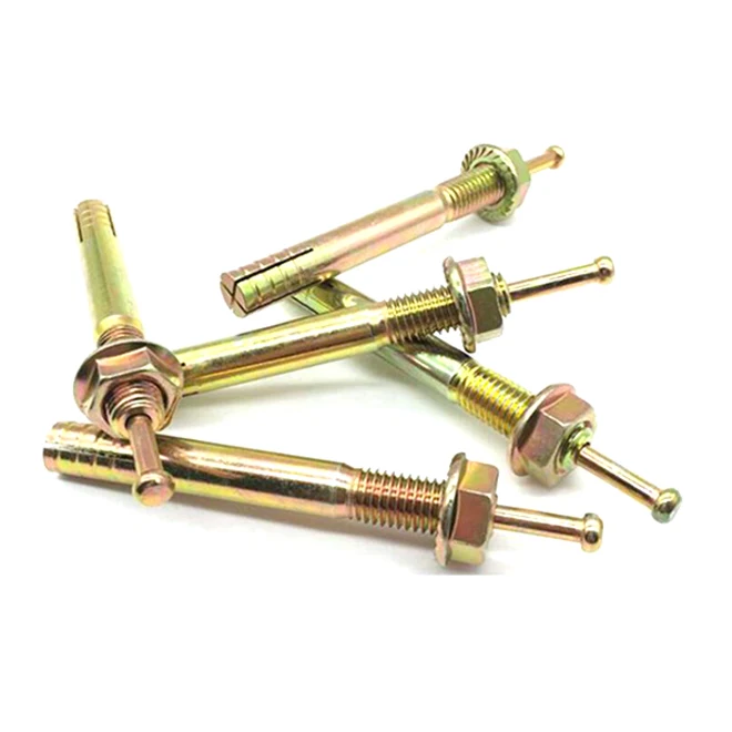 Ударный анкерный болт желтого цвета из углеродистой стали с цинковым покрытием, тяжелый металлический анкерный болт, высокопрочный ударный расширительный винт