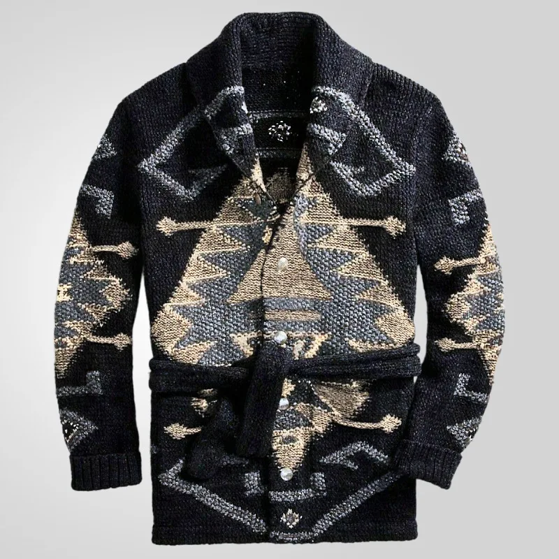 casual retro Jacquard sweater autumn and winter thickened cardigan sweater jacket