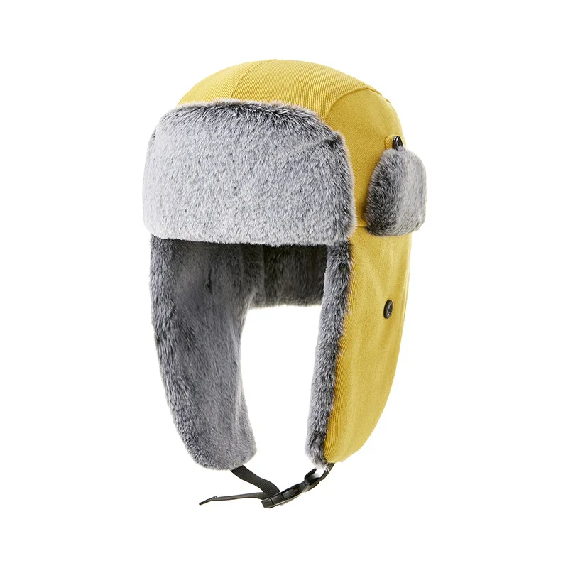 2024 Winter Trapper Hats Grey Fur Warm Women and Men Autumn Winter Fur Hat Outdoor Russian Hunting Hats
