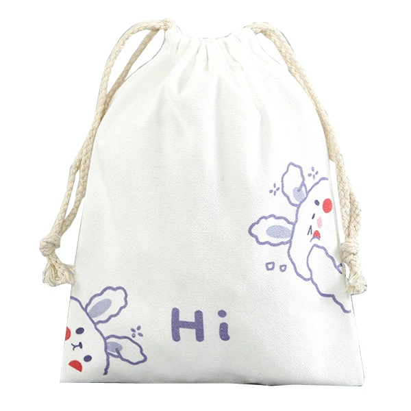 Custom  LOGO super white Muslin pouch personalized cotton drawstring bag