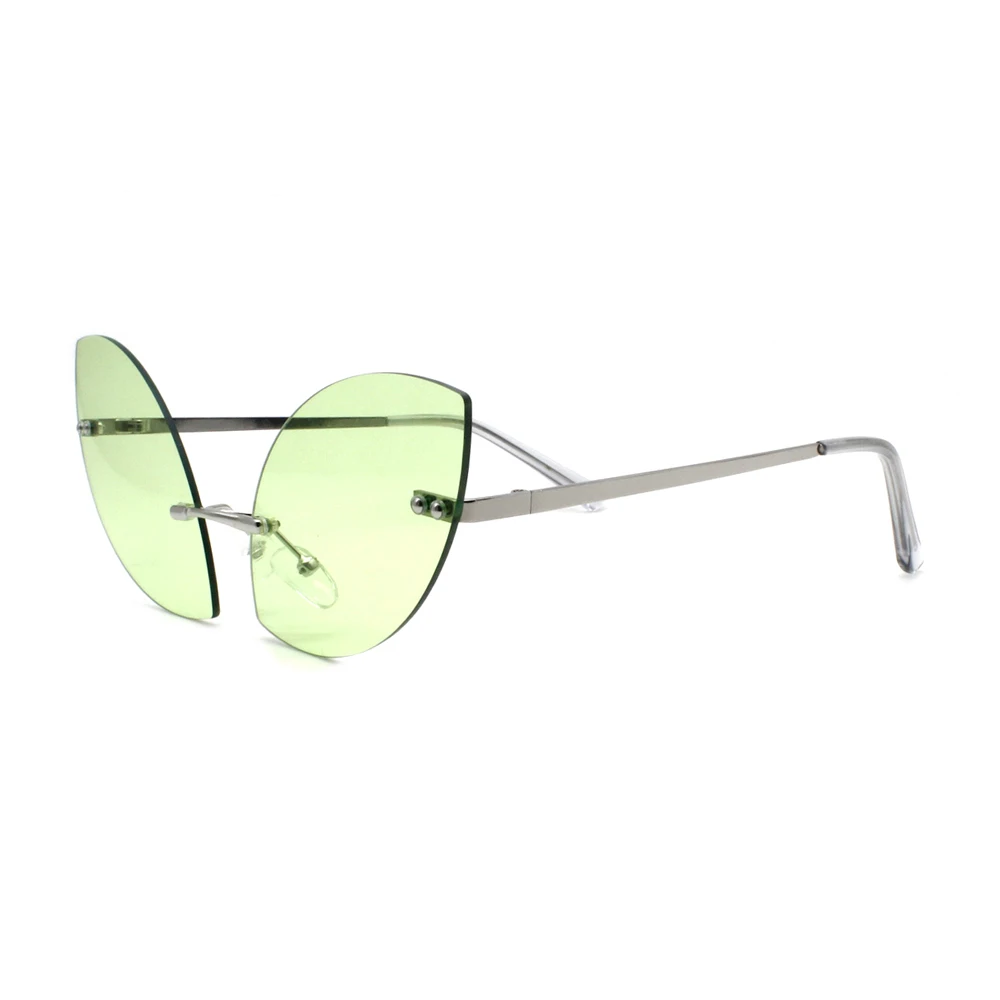 2022 wholesale women trendy sun glasses rimless shade changes color butterfly wings sunglasses