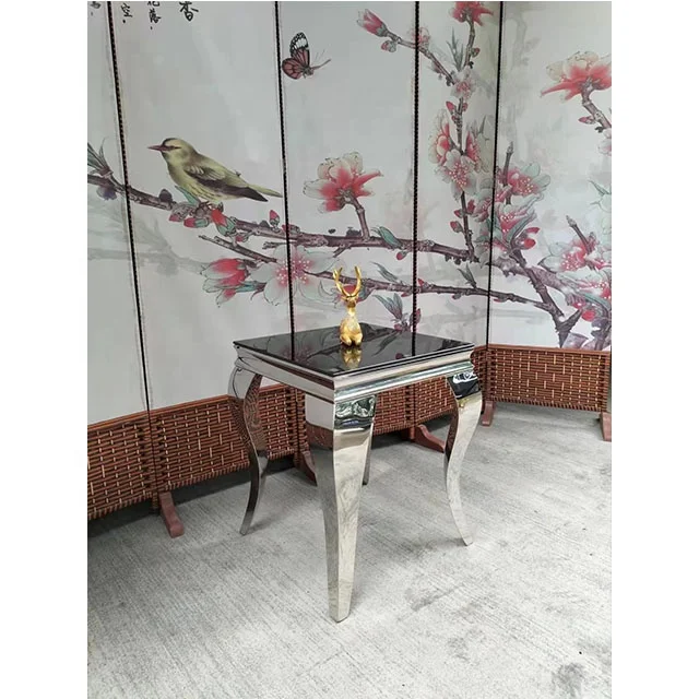 modern glass top round black and white scandinavian italian coffee table glass top stainless steel base coffee table from China