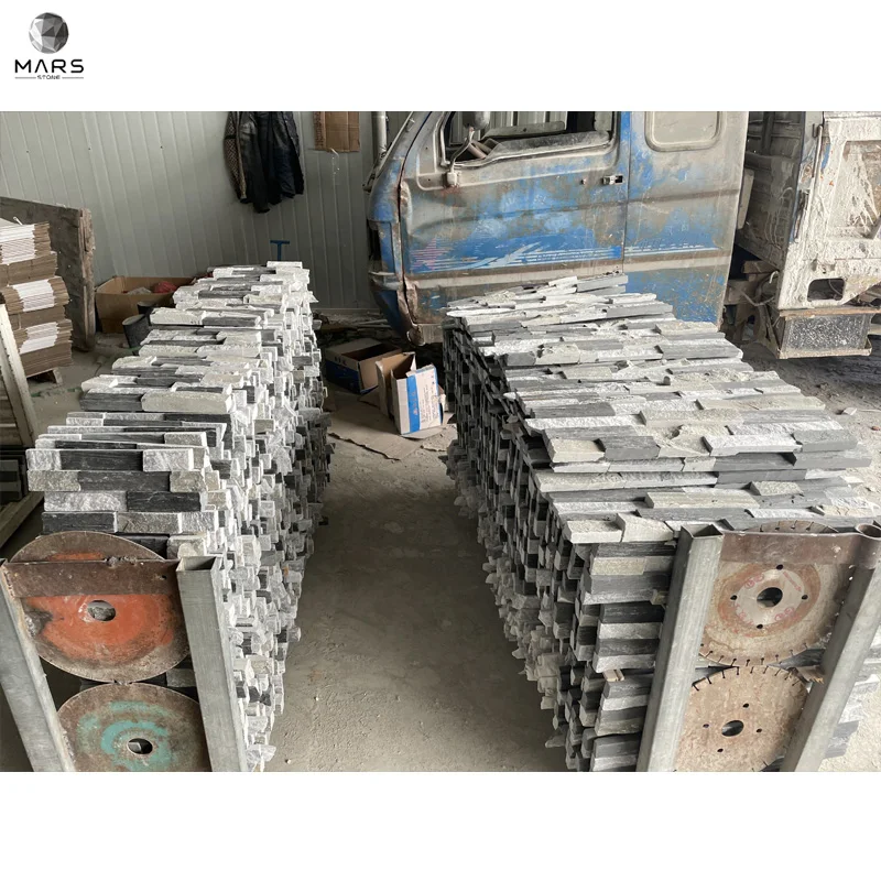 Natural Quartz Gray Interior Exterior Facing Wall Stone Covering Natural Stones Wall Decoration