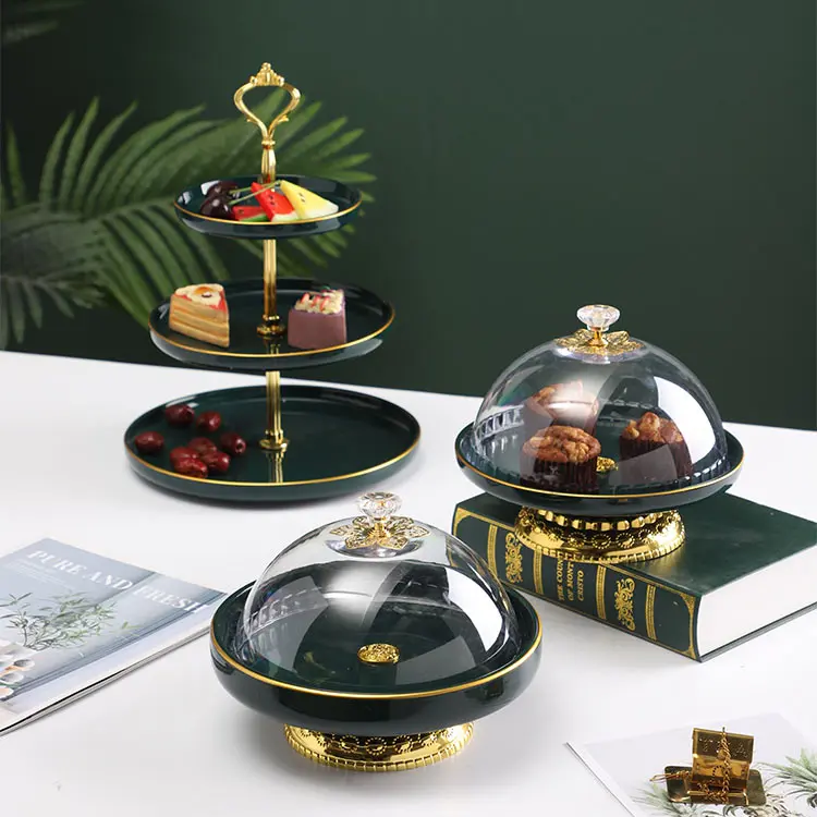 Modern Style Cake Tray Party Decoration Round Plate 2-layer Fruit Tray Wedding Service Platter Candy Plate