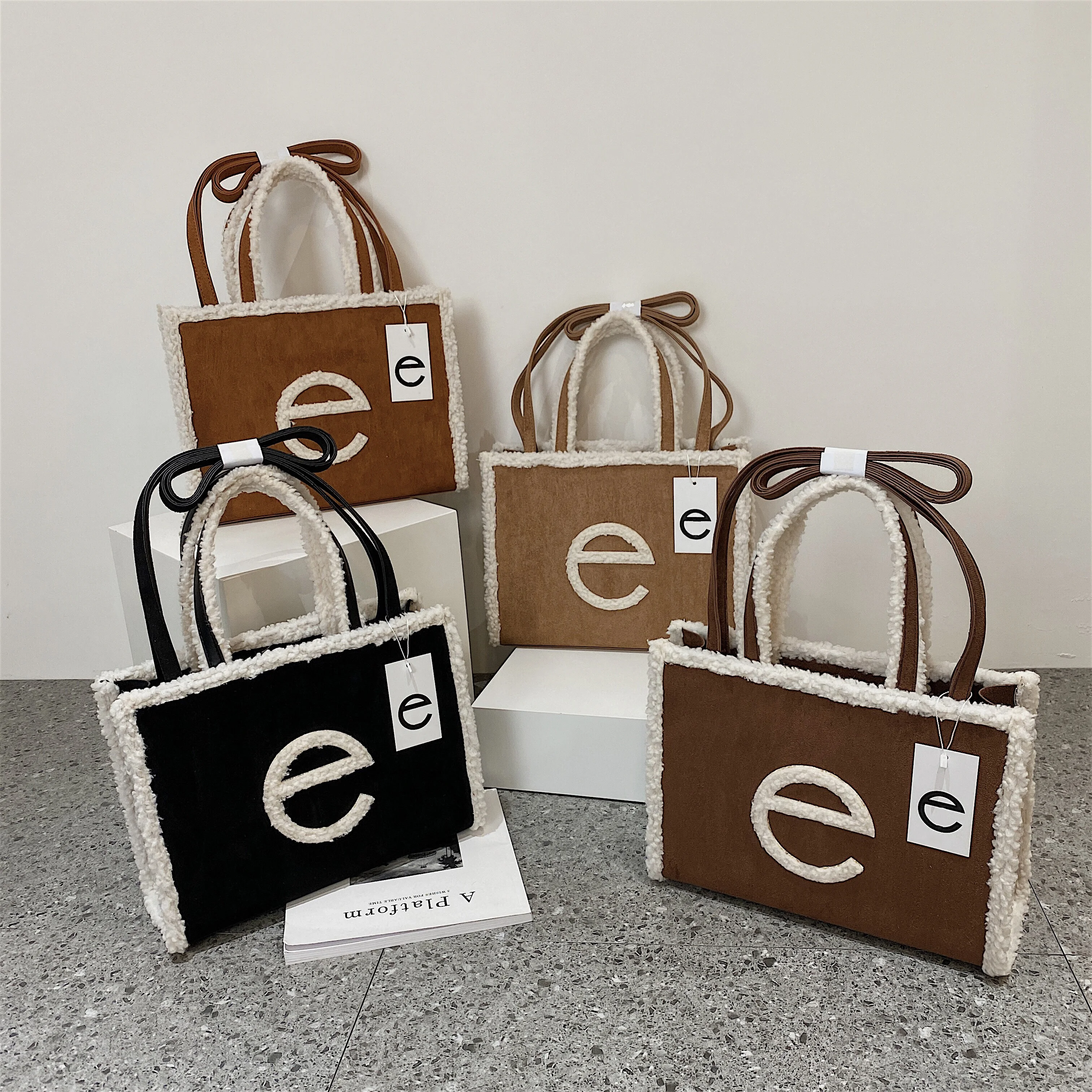 2021 New Arrival Ugh Fur Telfar Bag Luxury Famous Brands Women Handbags Telfar Bag With Fur