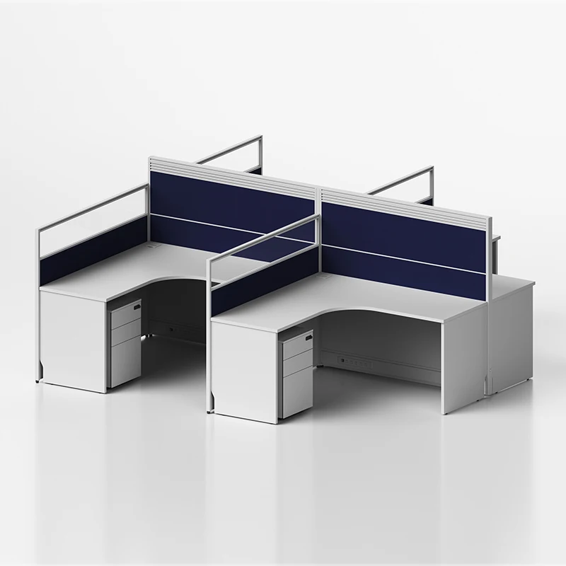 Commercial Office Furniture Modern Wooden 4 seater Office Desk Call Center Modular L Shape Workstation Office Table