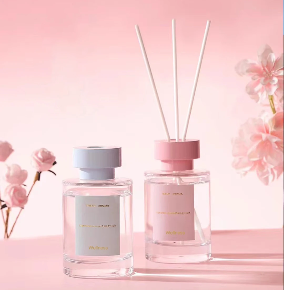Wholesale Customized Home Decor Luxury Air Freshener Perfume Reed Diffuser For Gift With  Glass Bottle And Colour  Lid