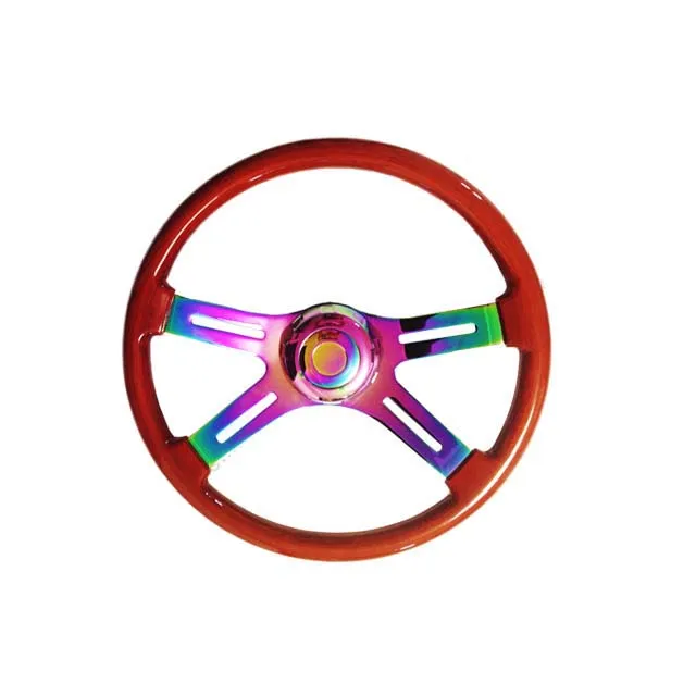 For Mack Truck Mahogany Wood Steering Wheel with Electroplated 4-Spoke