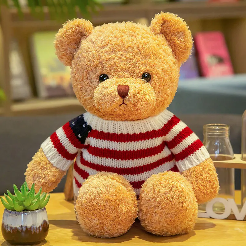 Custom Teddy Bear Plush Toy Teddy Bear Dolls Cuddly Stuffed Soft Animal with Sweater Baby Children Unisex Mini Bear Accessories