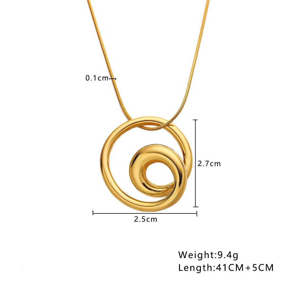 YIWU DAICY New arrival Geometric circle necklace stainless steel gold snake chain vortex thread necklace for women