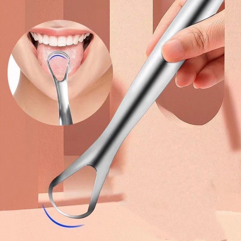 Stainless Steel Silver Reusable Free Sample Tongue Cleaners Copper Tongue Scraper Cleaner