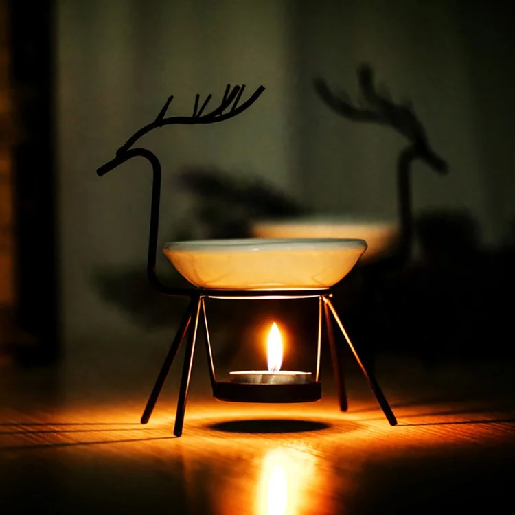 Romantic Ceramic Tealight Candle Holder Oil Burner Essential Oil Incense Diffuser  Home Decoration Modern Artistic Deer