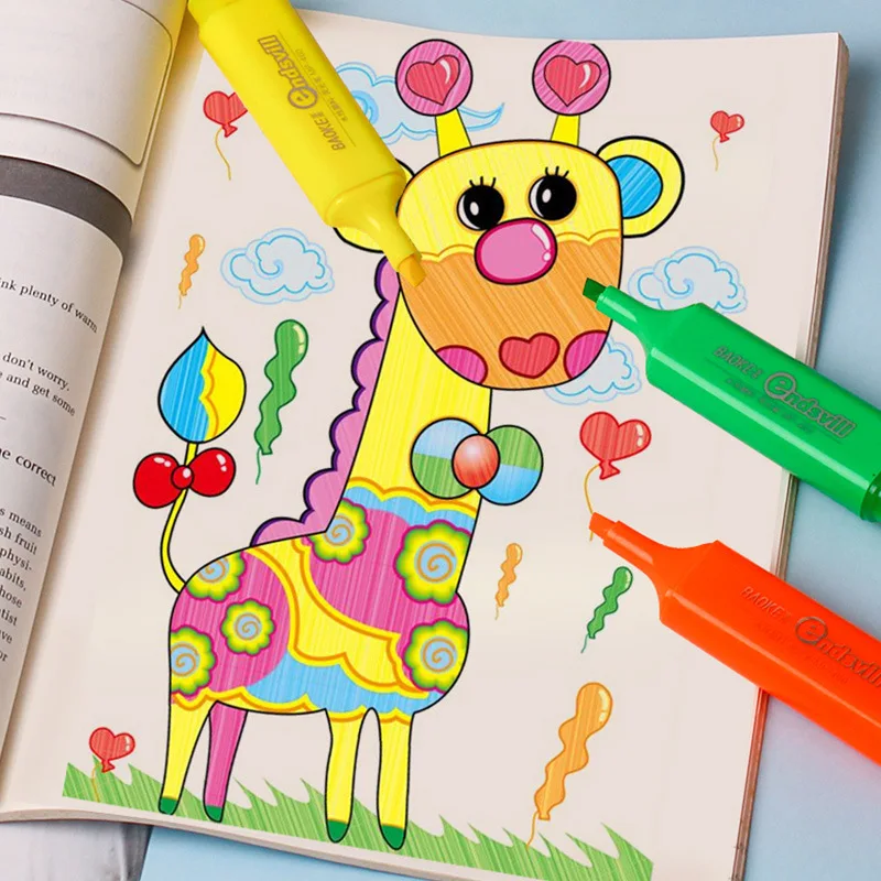 High Quality Student Stationery Office Stationery High Lighting Fluorescent Marker Pen Multi-Color Highlighter Pen