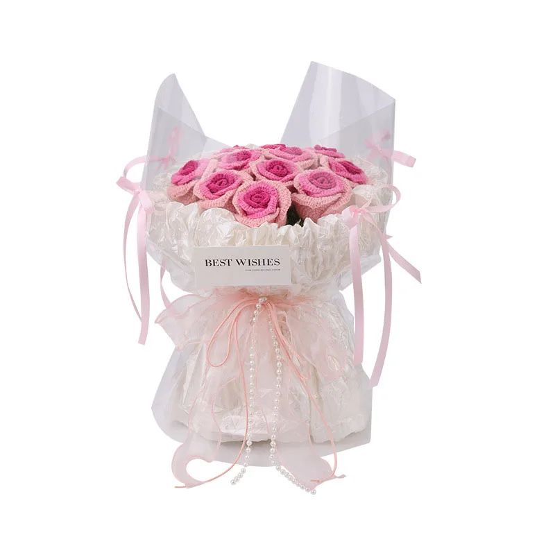 Rose bouquet crochet material package  handmade diy Unfinished products bouquet crochet kit