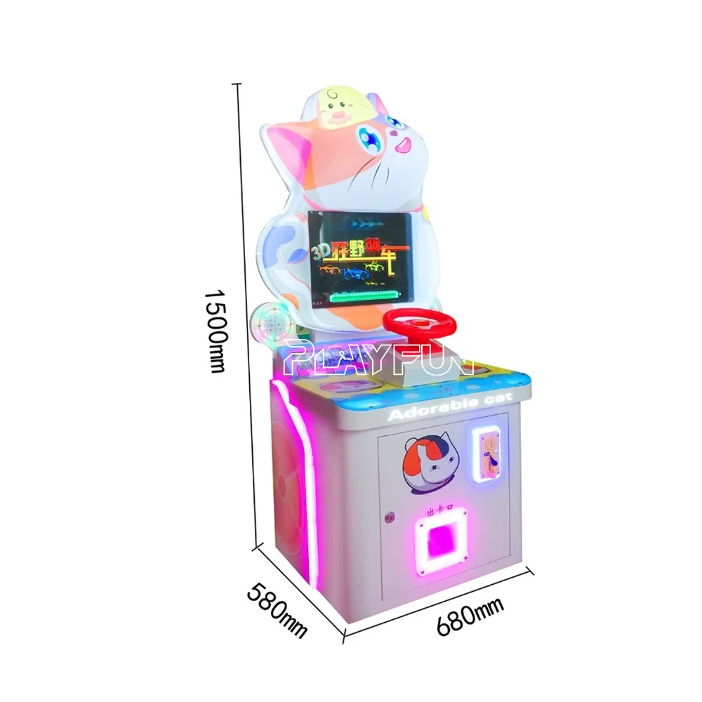 Playfun Hot Sale Indoor Amusement Park Kids Car Racing Gun Shooting Whack-a-Mole Mini Video Game Console Equipment