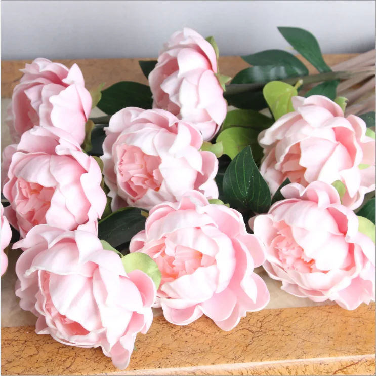 Real Touch Artificial Flower Big Heads Pink color Peony Latex Flower Peony Moisturizing Hand Feeling