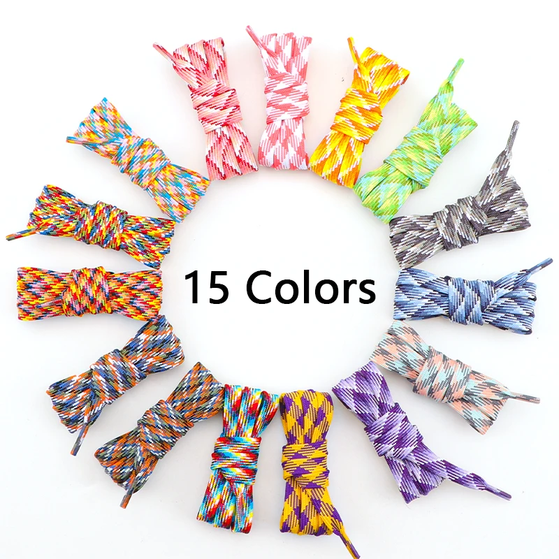 Rainbow Shoelace Colorful Striped Shoe Laces for Woman Man Width 1CM Flat Sneakers Shoelaces Printed shoelace