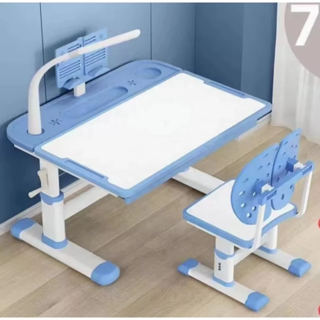 wholesale ergonomic children height adjustable desk and chair set with bookshelf home furniture wood kids study table for child
