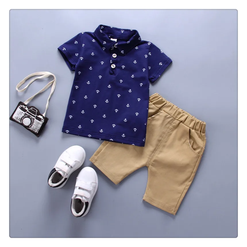 
Wholesale children clothing summer baby boy clothes sets shirts with shorts kids set 