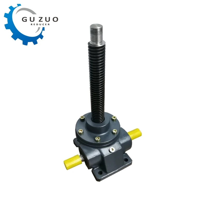 Guzuo New SWL100T Trapezoidal Large Hand Manual Bevel Wheel Lift Worm Gear Screw Jack With Swl Series Rotating Mechanism Rotating Nut