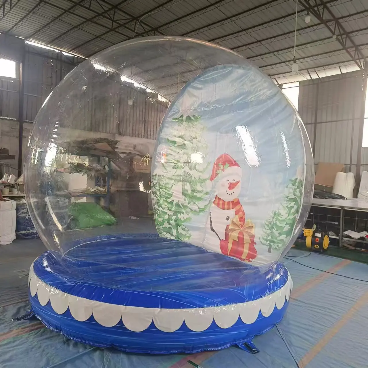 Hot Sales Christmas Decoration Inflatable Snow Globe With Printed Background Blower And Pump Inflatable Snowballs For Sale