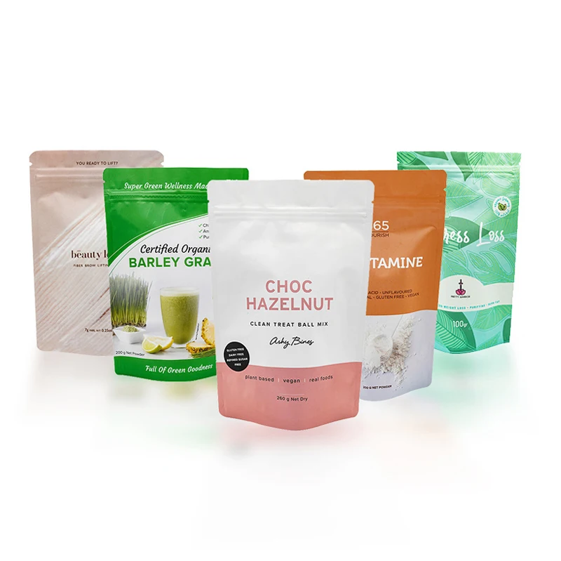 Low MOQ Custom Stand Up Pouch With Zipper For Food Cookie Packaging Zip Lock Foil Bag Plastic Bag Zipper Packaging For Food