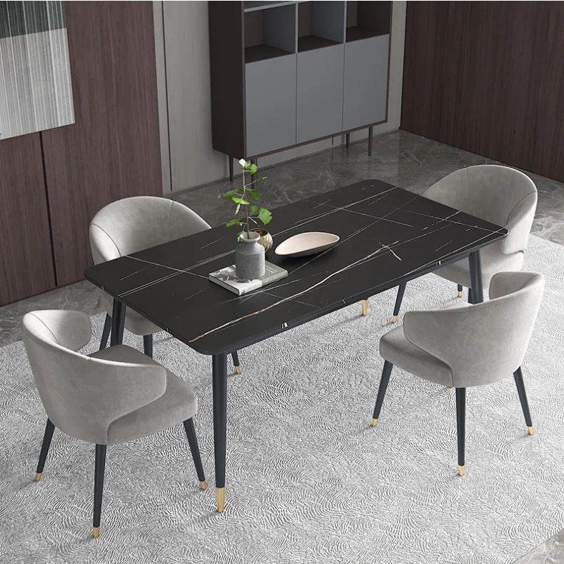 Furniture modern light luxury Nordic rectangle marble dining room tables and chairs