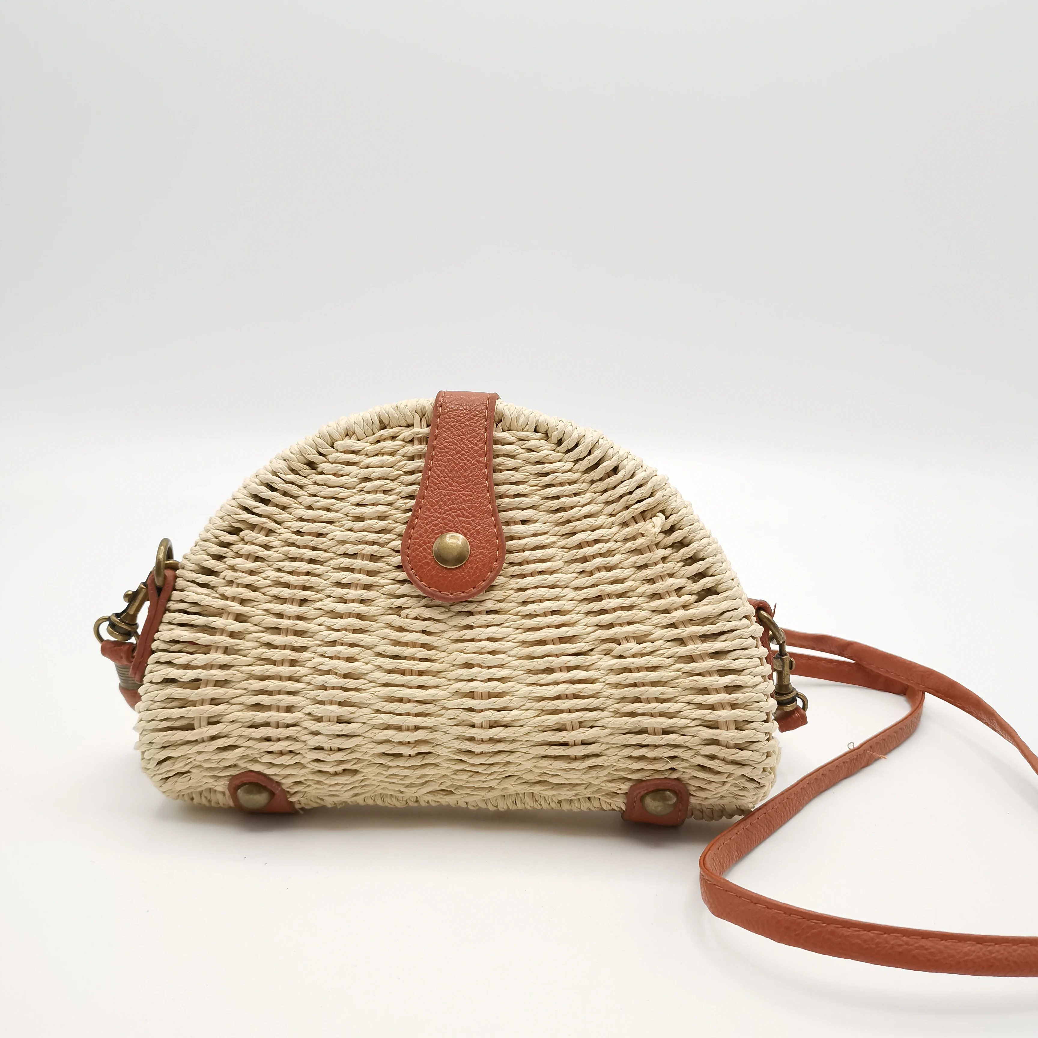 Полукруглая Соломенная Сумочка Fuxia, миниатюрная сумка через плечо, клатч, кошелек, соломенные сумки из ротанга, летняя пляжная плетеная сумка-кошелек