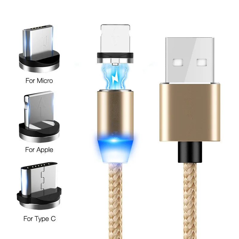  Лидер продаж светодиодный магнитный 3 в 1 USB-кабель 2 0 А со светодиодным индикатором используемый для Lightning Type C Micro