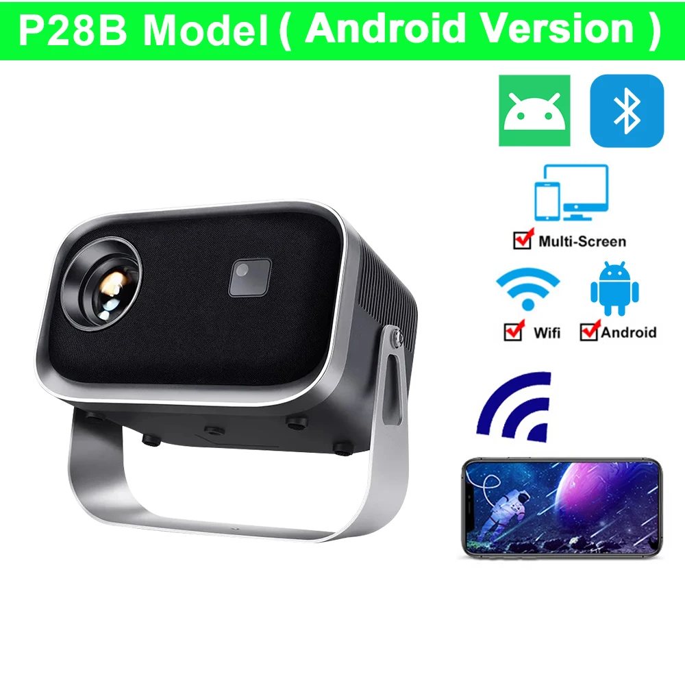OEM Factory Price Android 11 Portable Projector P28B 720P 180ANSI Lumens 1GB8GB Manual Focus Full HD 1080P 4K Video Home Theater