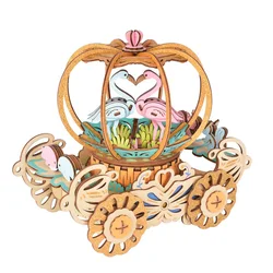 Direct Sales Color Box Cross-border Music box Pumpkin Car Children DIY Wooden Jigsaw Puzzle